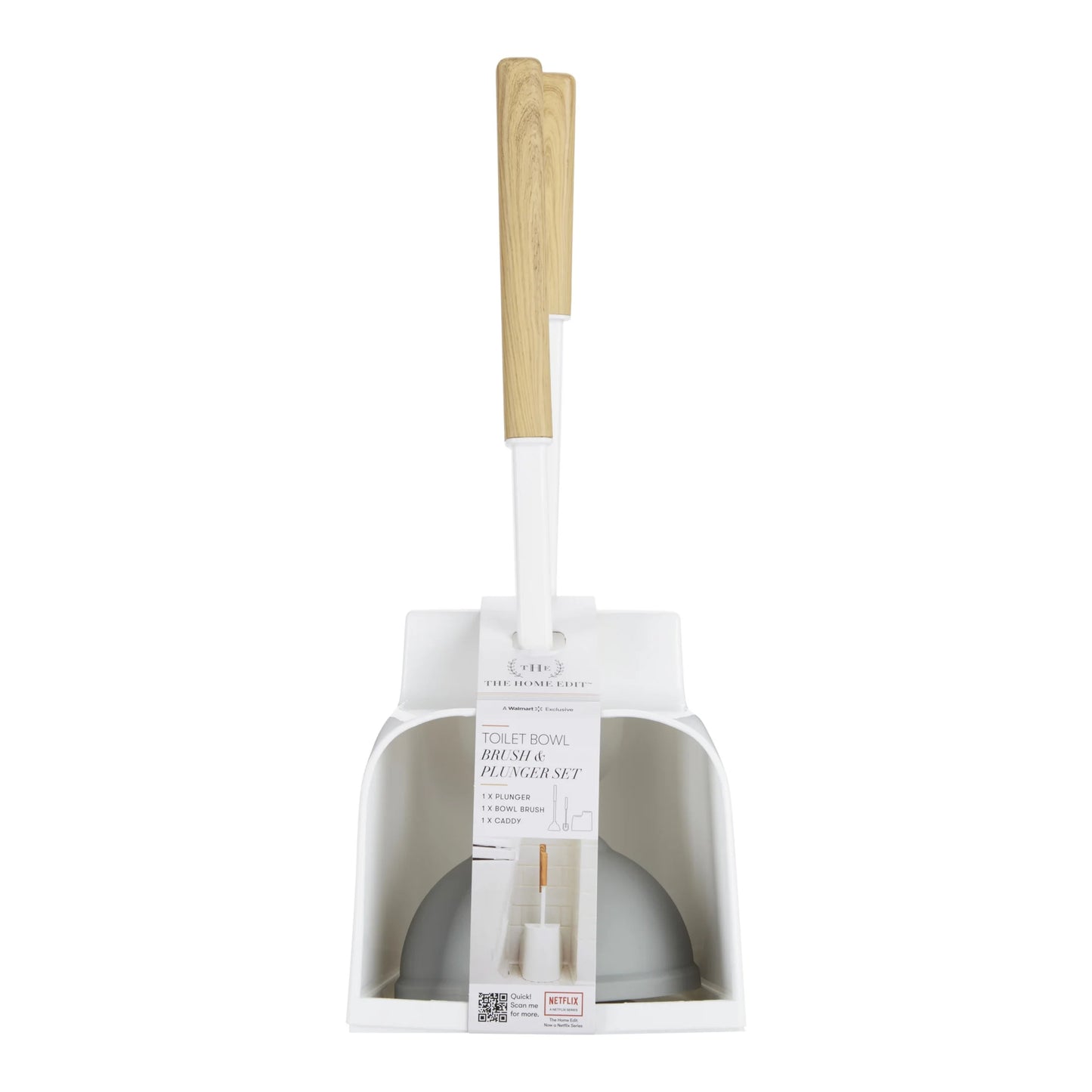 (4 Pack) Plunger/Bowl Brush Combo with Caddy