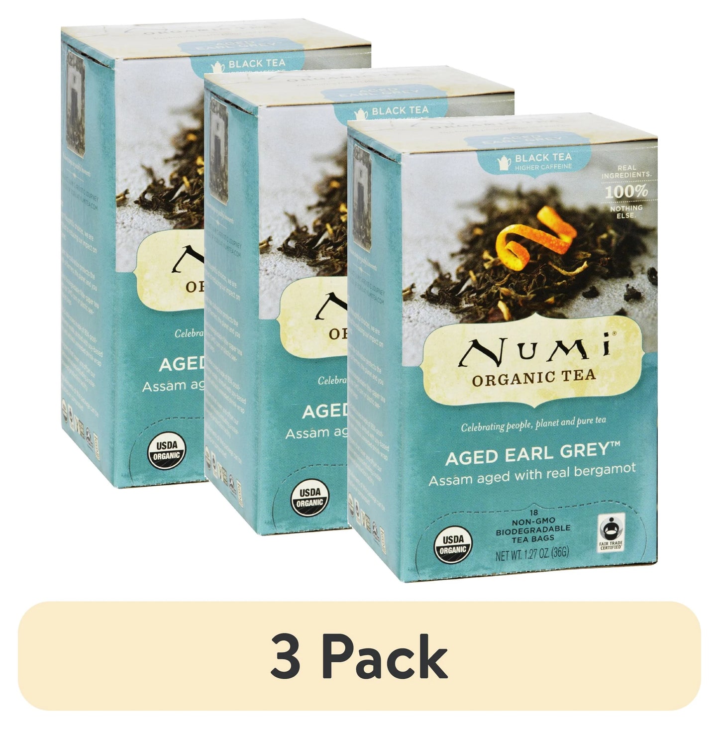 (3 Pack)  Organic Tea, Aged Earl Grey, Tea Bags, 18 Ct