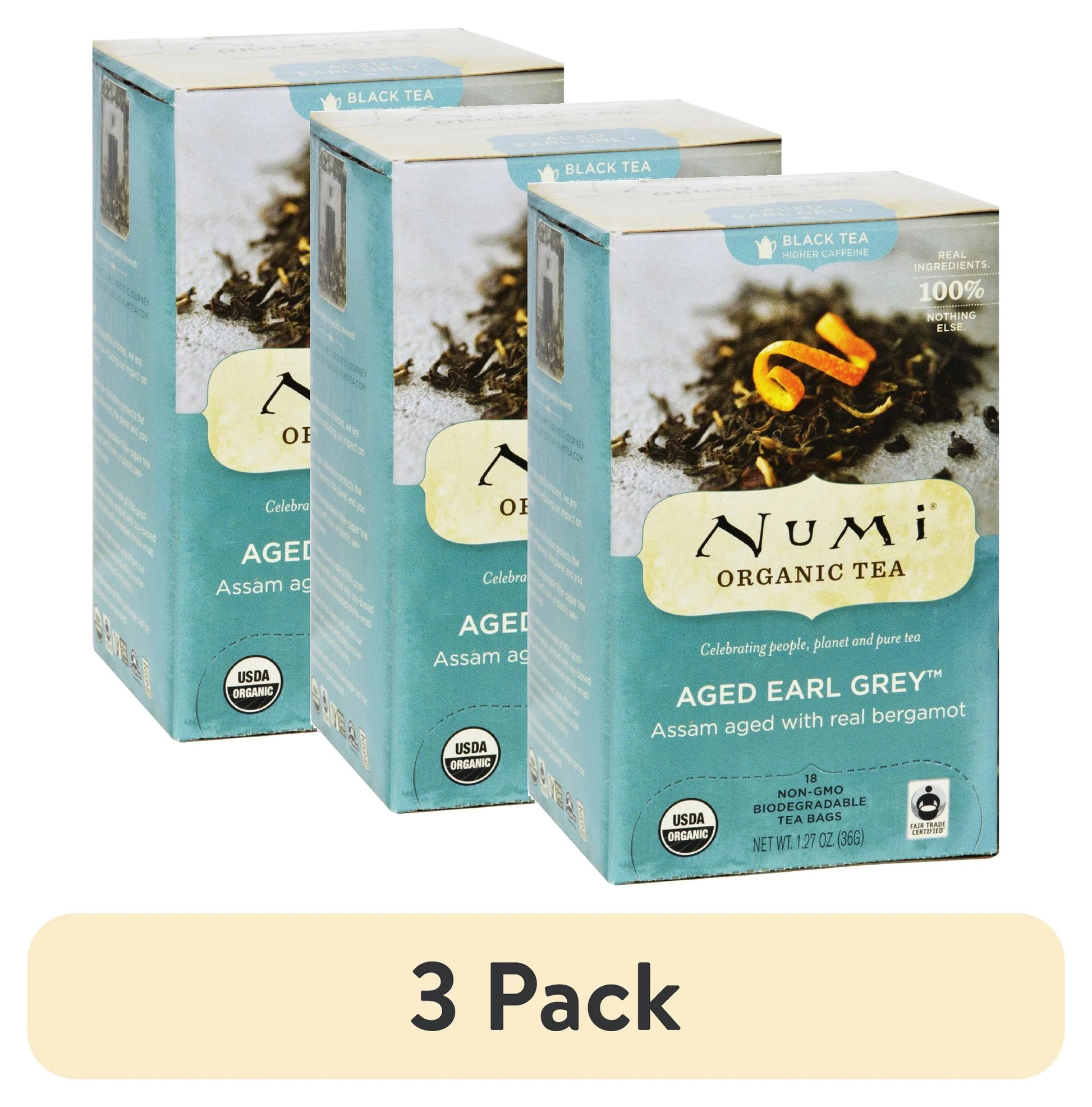 (3 Pack)  Organic Tea, Aged Earl Grey, Tea Bags, 18 Ct